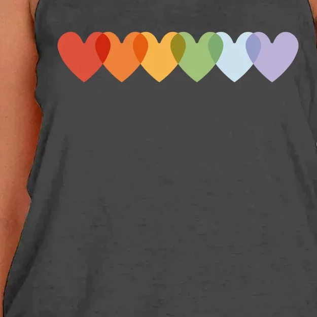 Rainbow Hearts Women's Knotted Racerback Tank