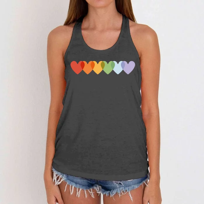 Rainbow Hearts Women's Knotted Racerback Tank