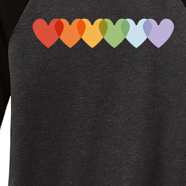 Rainbow Hearts Women's Tri-Blend 3/4-Sleeve Raglan Shirt