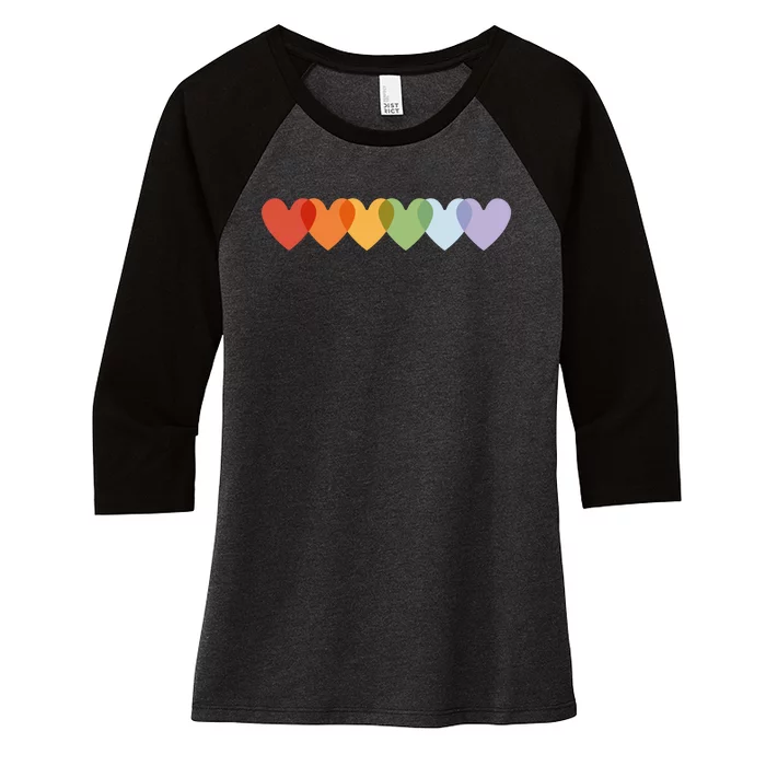 Rainbow Hearts Women's Tri-Blend 3/4-Sleeve Raglan Shirt