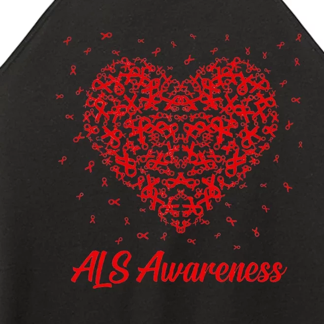 Red Heart Ribbon ALS Awareness Women’s Perfect Tri Rocker Tank