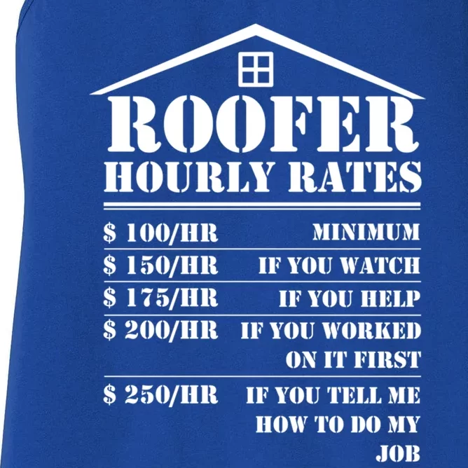 Roofer Hourly Rate Funny Roof Construction Worker Cute Gift Women's Racerback Tank