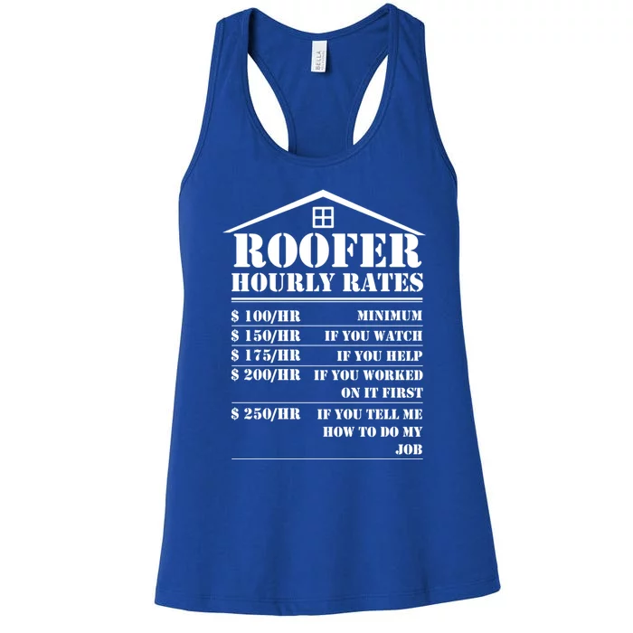 Roofer Hourly Rate Funny Roof Construction Worker Cute Gift Women's Racerback Tank