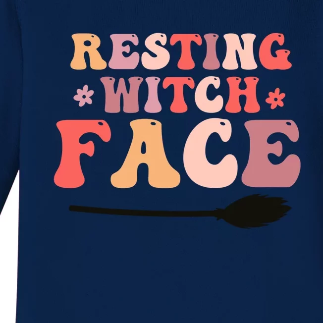 Retro Halloween Resting Witch Face Gift Baby Long Sleeve Bodysuit