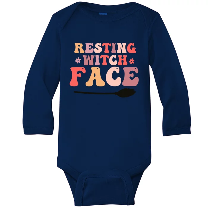 Retro Halloween Resting Witch Face Gift Baby Long Sleeve Bodysuit