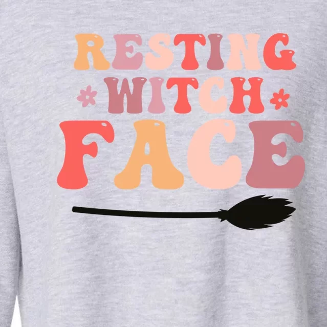 Retro Halloween Resting Witch Face Gift Cropped Pullover Crew