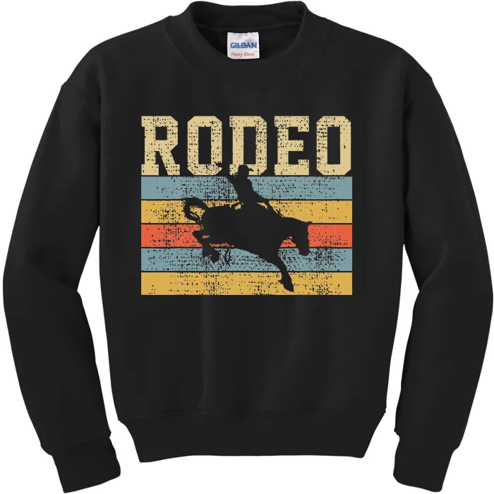 Rodeo Horse Riding Retro Western Country Kids Sweatshirt