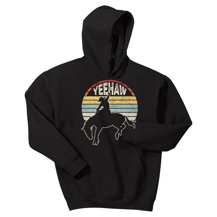 Retro Horse Riding Yeehaw Rodeo Cowboy Western Country Kids Hoodie