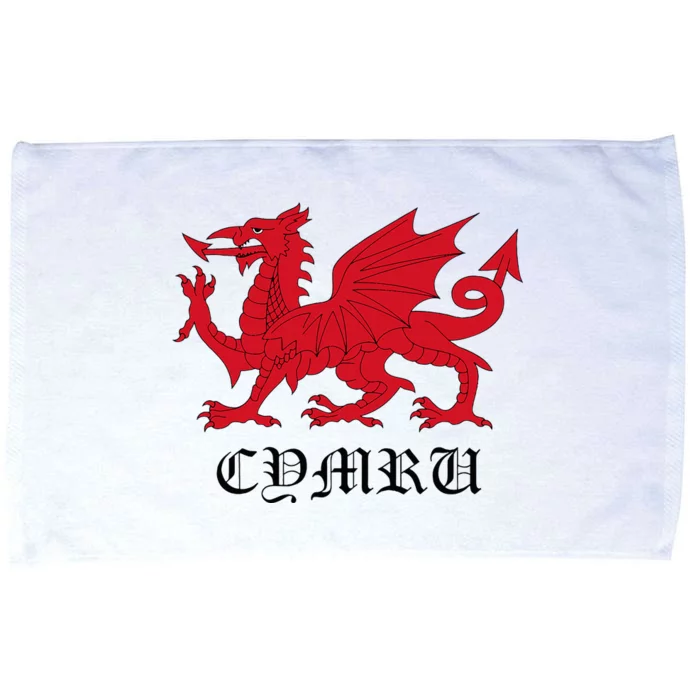 Retro Heraldic Red Welsh Dragon Of Wales Cymru Y Ddraig Goch Microfiber Hand Towel