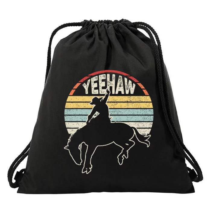 Retro Horse Riding Yeehaw Rodeo Cowboy Western Country Drawstring Bag