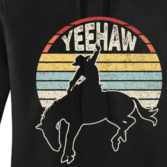 Retro Horse Riding Yeehaw Rodeo Cowboy Western Country Women's Pullover Hoodie