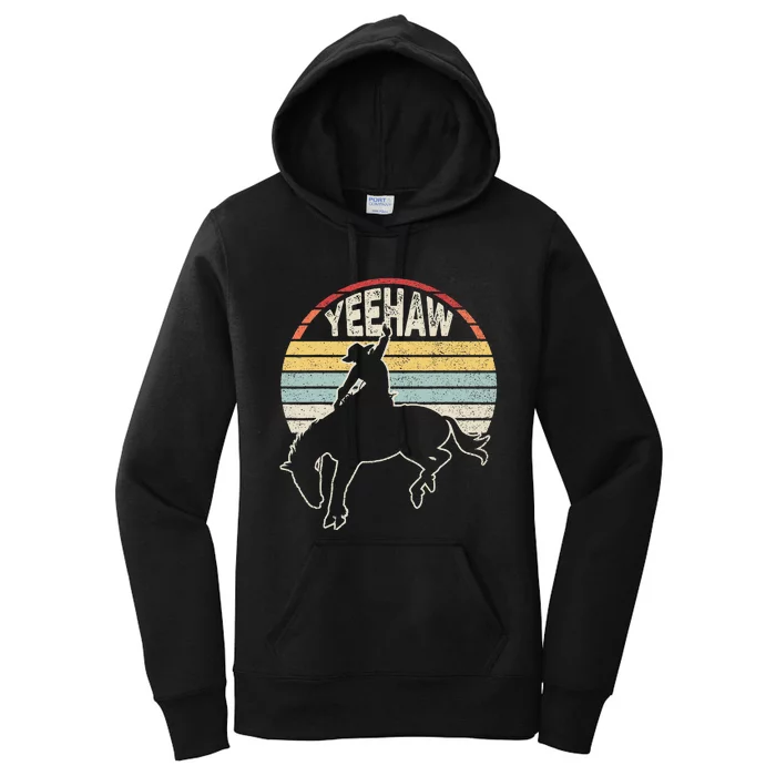 Retro Horse Riding Yeehaw Rodeo Cowboy Western Country Women's Pullover Hoodie