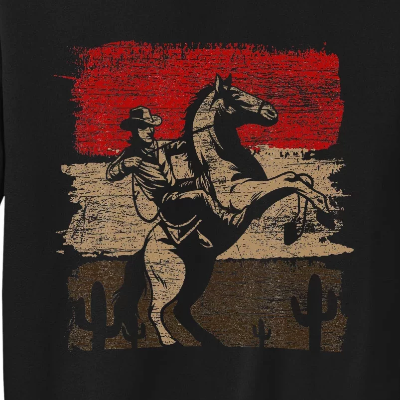 Retro Horse Riding Western Cowboy Tall Sweatshirt