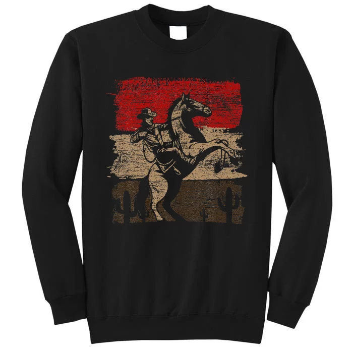 Retro Horse Riding Western Cowboy Tall Sweatshirt