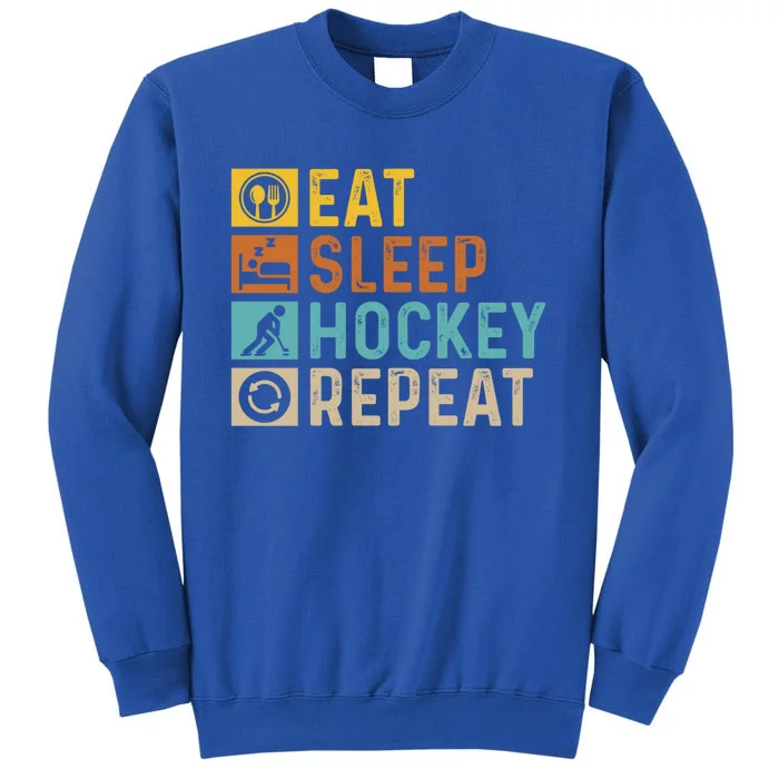 Retro Hockey Repeat Vintage Eat Sleep Hockey Repeat Gift Tall Sweatshirt