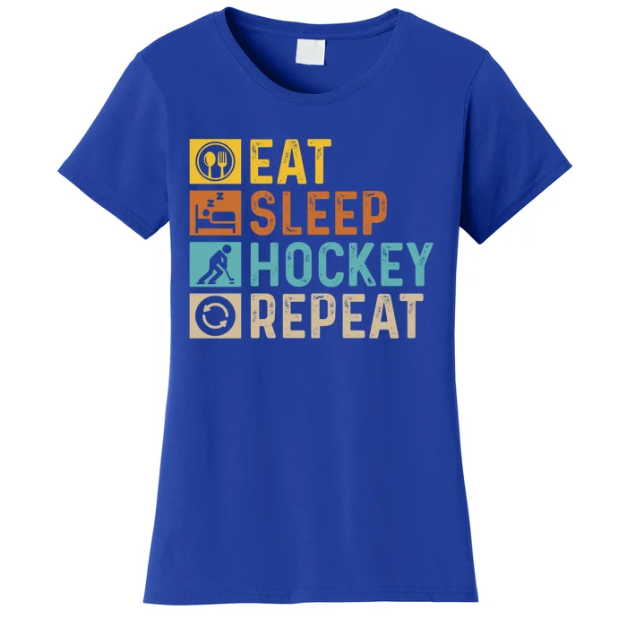 Retro Hockey Repeat Vintage Eat Sleep Hockey Repeat Gift Women's T-Shirt