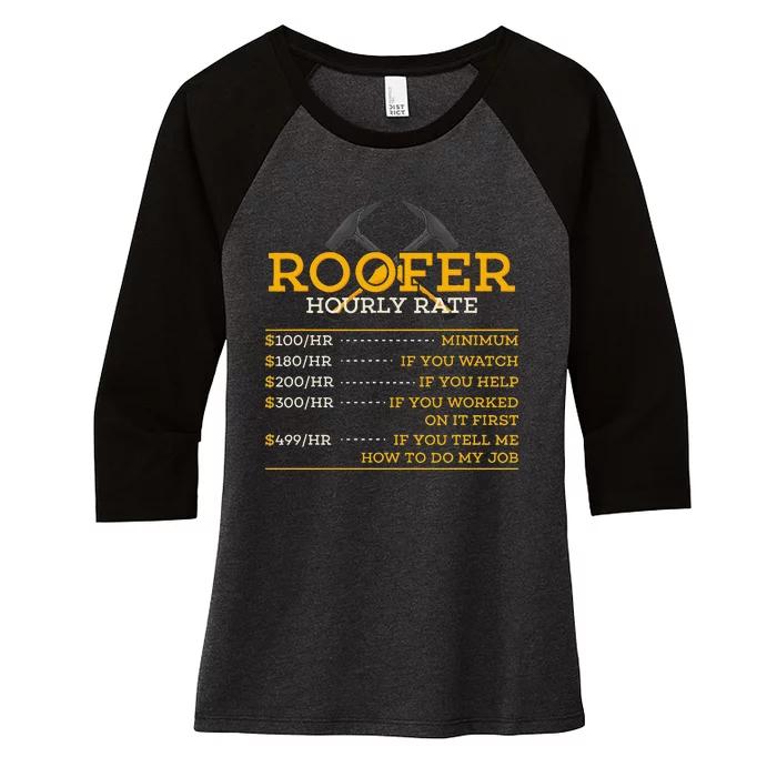 Roofer Hourly Rate Funny Roofer Gift Women's Tri-Blend 3/4-Sleeve Raglan Shirt