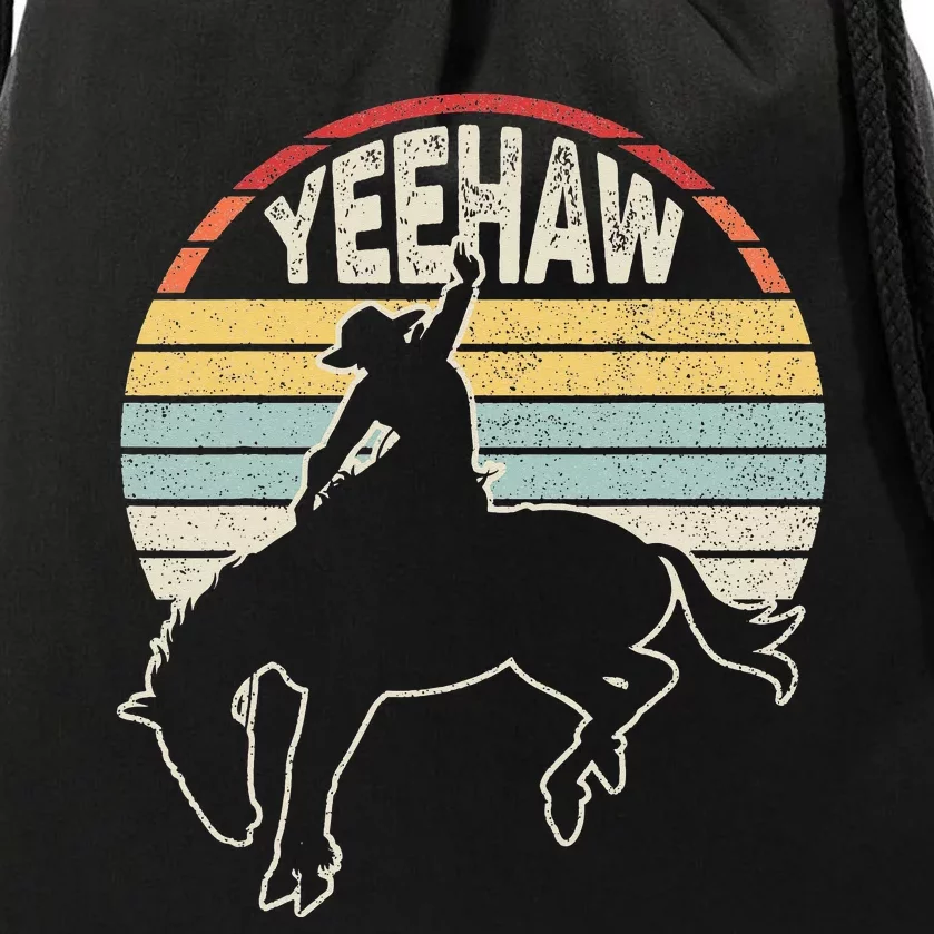 Retro Horse Riding Yeehaw Rodeo Cow Drawstring Bag