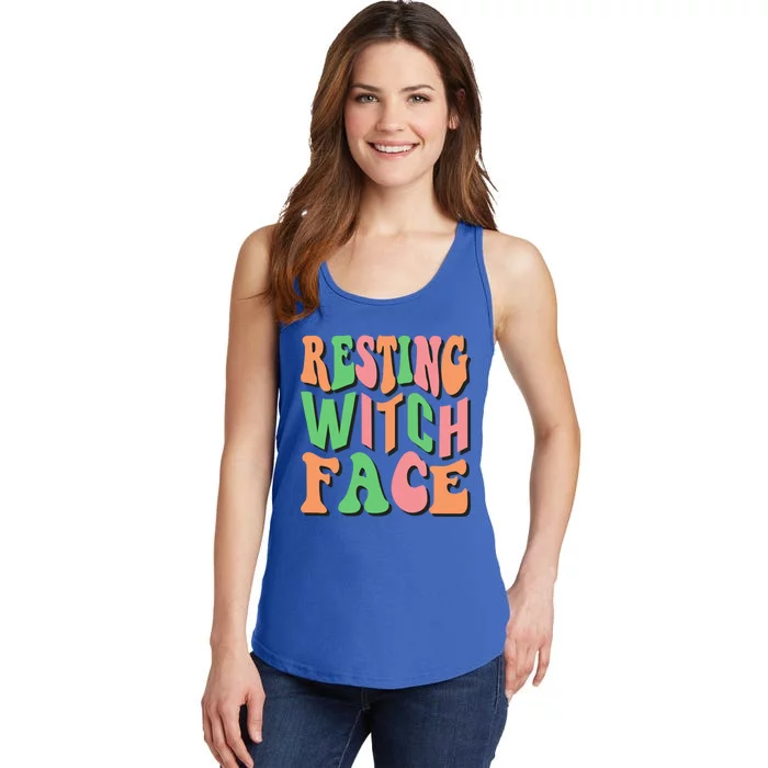 Retro Halloween Resting Witch Face Gift Ladies Essential Tank