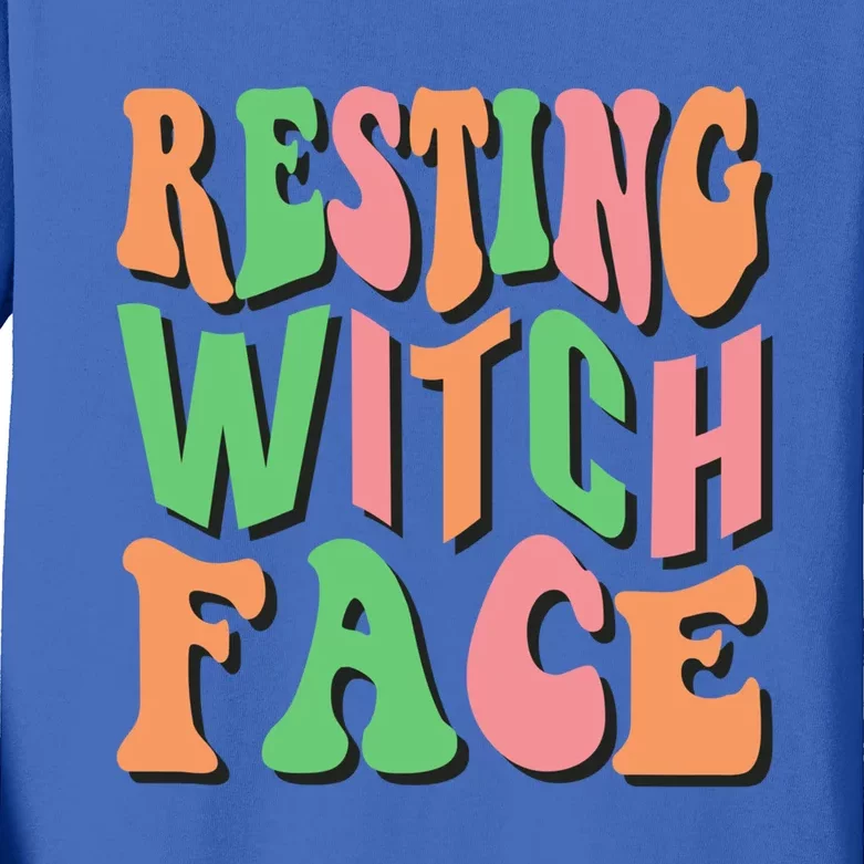 Retro Halloween Resting Witch Face Gift Kids Long Sleeve Shirt