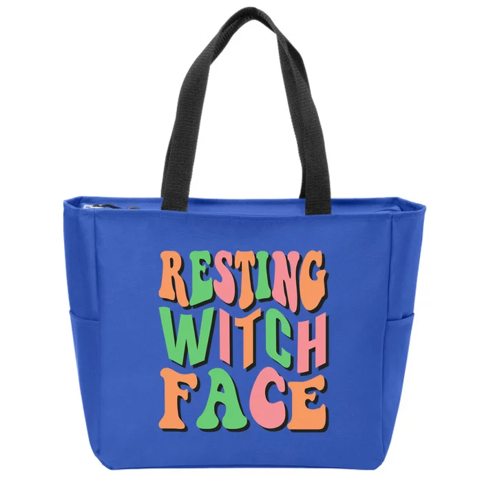 Retro Halloween Resting Witch Face Gift Zip Tote Bag