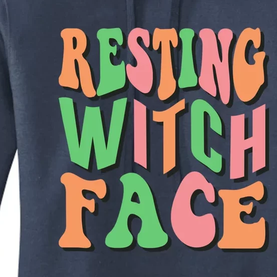 Retro Halloween Resting Witch Face Gift Women's Pullover Hoodie