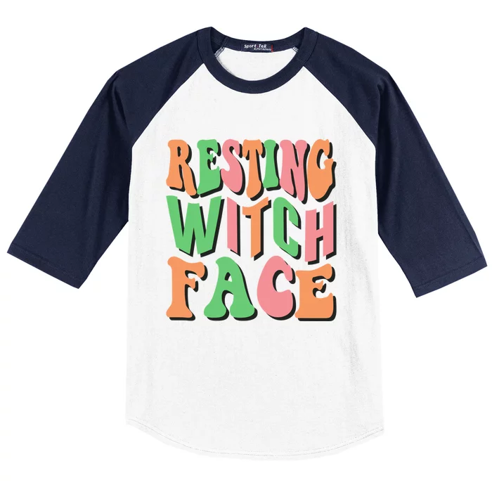 Retro Halloween Resting Witch Face Gift Baseball Sleeve Shirt