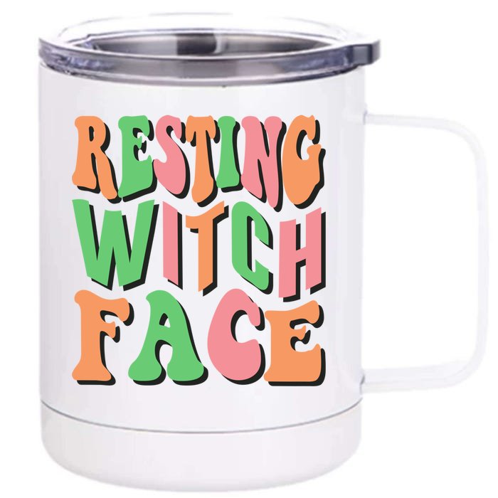 Retro Halloween Resting Witch Face Gift Front & Back 12oz Stainless Steel Tumbler Cup