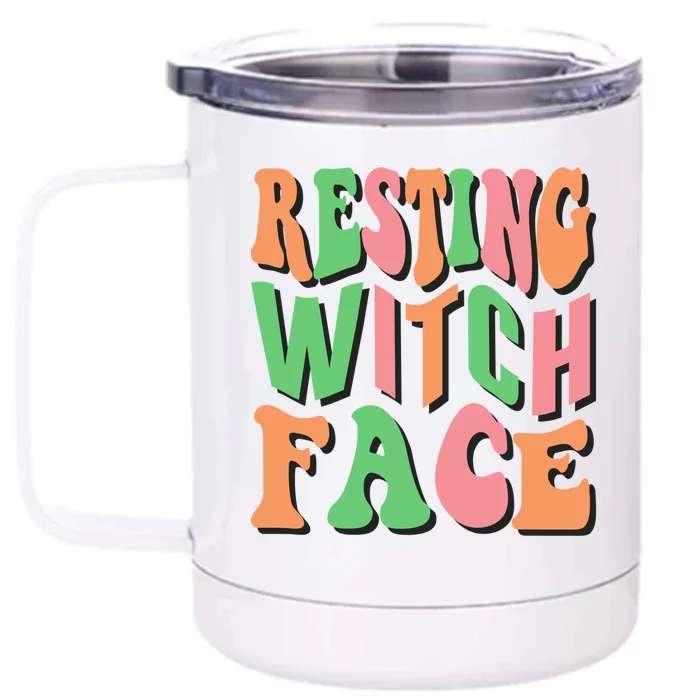 Retro Halloween Resting Witch Face Gift Front & Back 12oz Stainless Steel Tumbler Cup