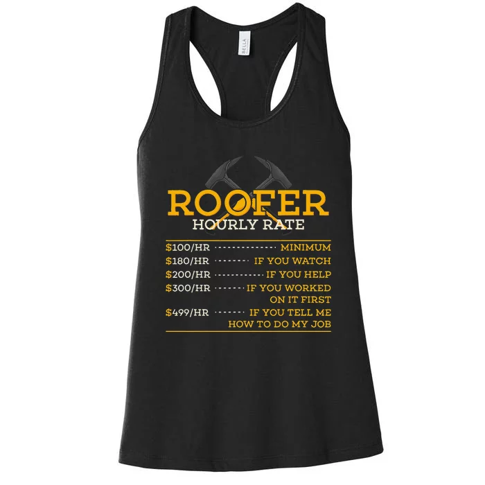 Roofer Hourly Rate Funny Roofer Gift Women's Racerback Tank