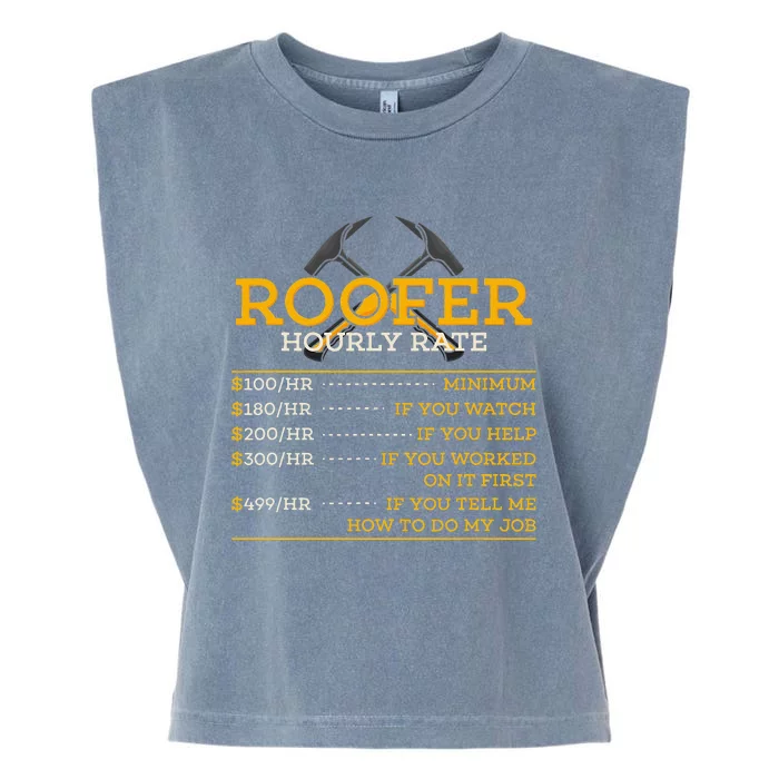 Roofer Hourly Rate Funny Roofer Gift Garment-Dyed Women's Muscle Tee