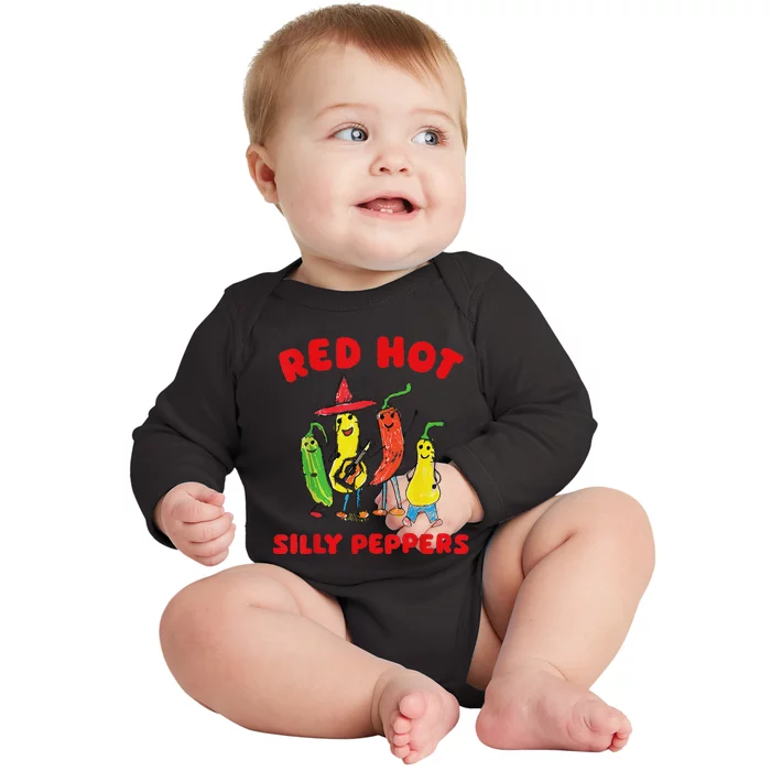 Red Hot Silly Peppers Fun Design Baby Long Sleeve Bodysuit