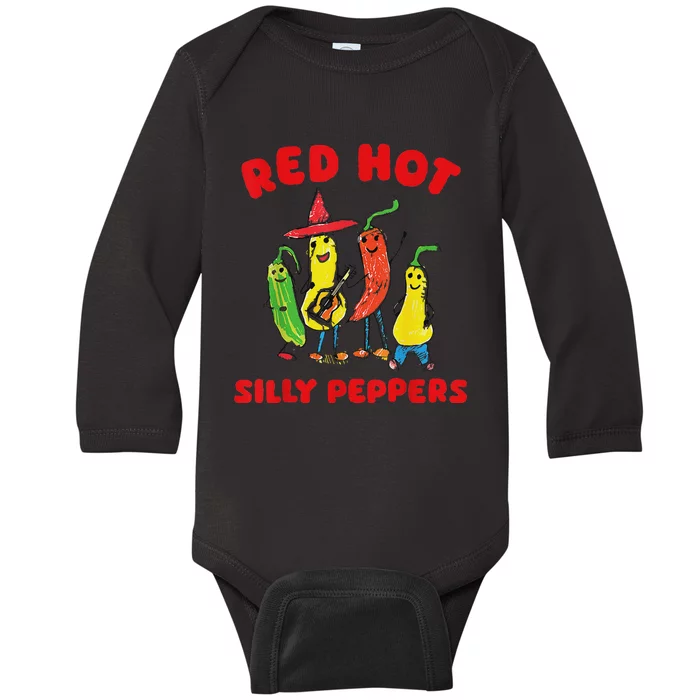 Red Hot Silly Peppers Fun Design Baby Long Sleeve Bodysuit