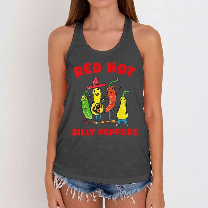 Red Hot Silly Peppers Fun Design Women's Knotted Racerback Tank