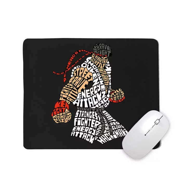 Retro Hadouken Shoryuken Brave Karate Fighter Typogram Mousepad