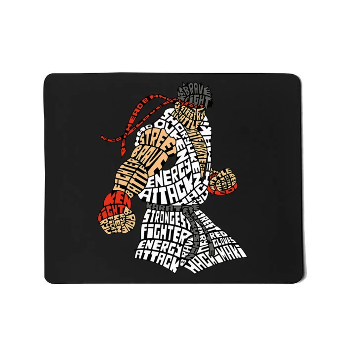 Retro Hadouken Shoryuken Brave Karate Fighter Typogram Mousepad