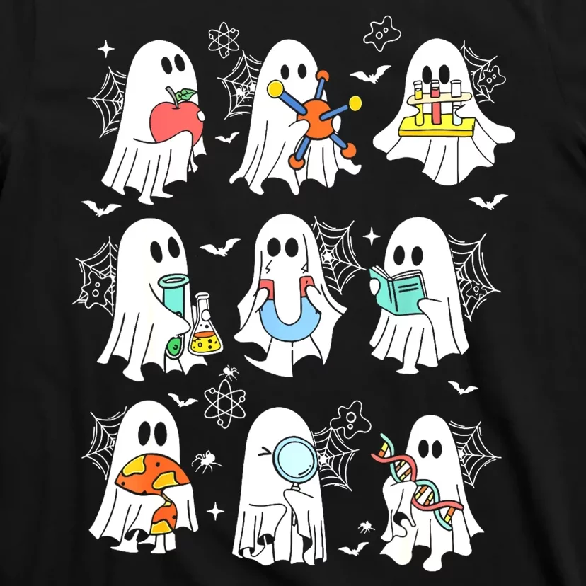 Retro Halloween Science Teacher Ghost Laboratory Teacher Gift T-Shirt