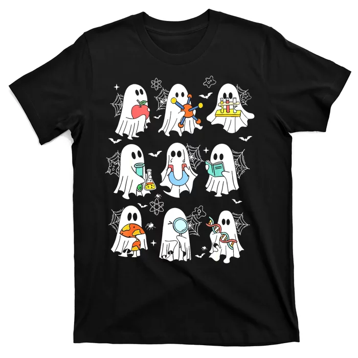 Retro Halloween Science Teacher Ghost Laboratory Teacher Gift T-Shirt