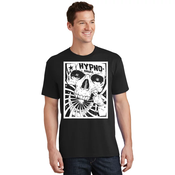 Retro Hypno Skull Horror Movie Poster Style T-Shirt