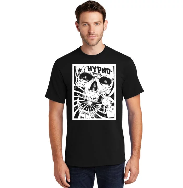 Retro Hypno Skull Horror Movie Poster Style Tall T-Shirt