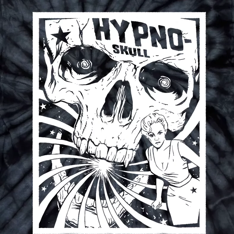 Retro Hypno Skull Horror Movie Poster Style Tie-Dye T-Shirt