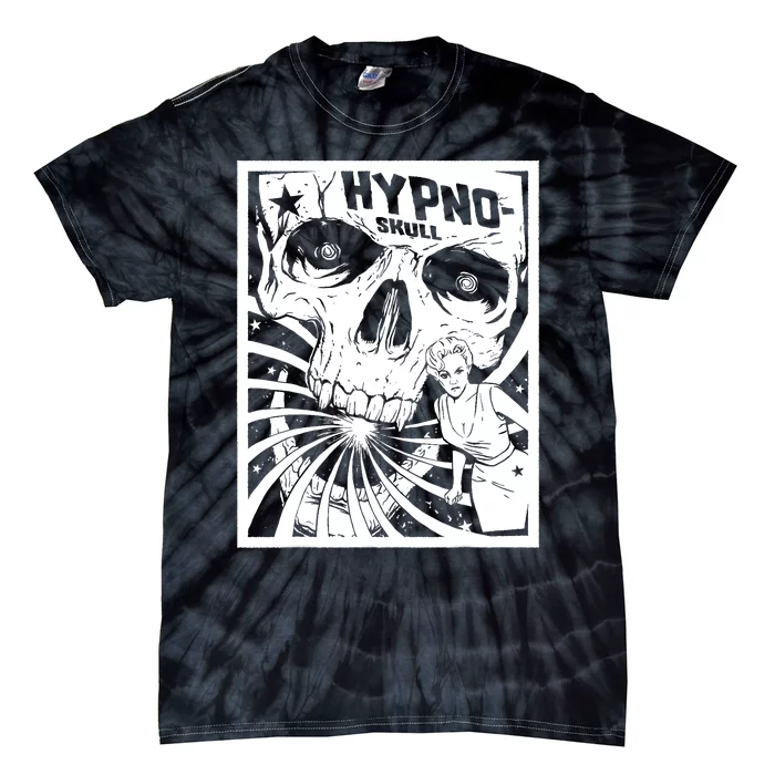 Retro Hypno Skull Horror Movie Poster Style Tie-Dye T-Shirt