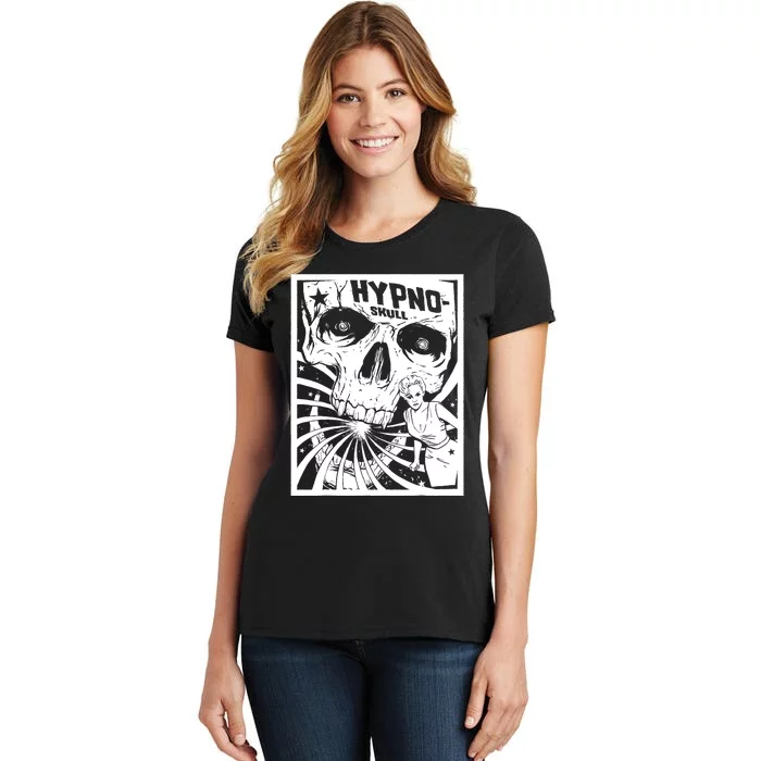 Retro Hypno Skull Horror Movie Poster Style Women's T-Shirt