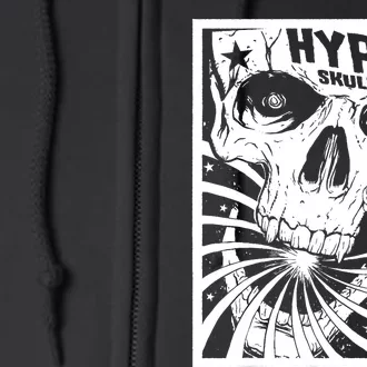 Retro Hypno Skull Horror Movie Poster Style Full Zip Hoodie