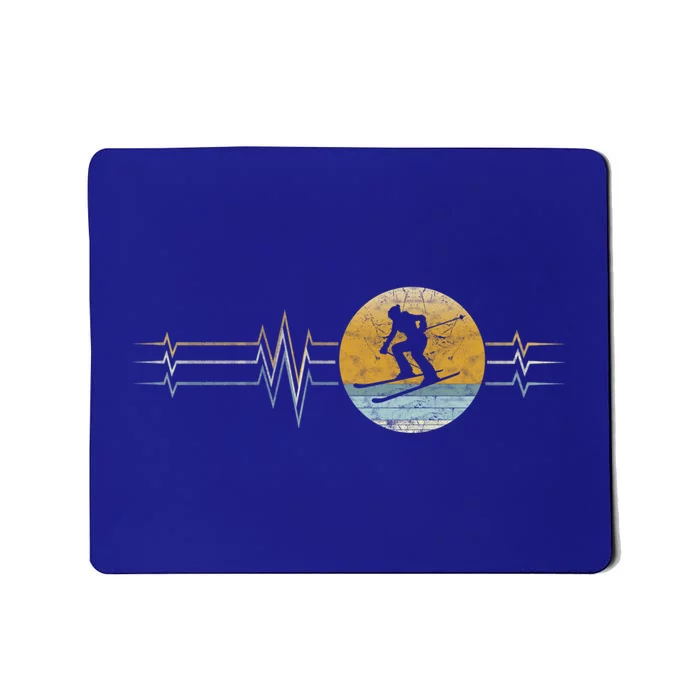 Retro Heartbeat Skiing Sport Lifeline Vintage Ski Gift Cool Gift Mousepad