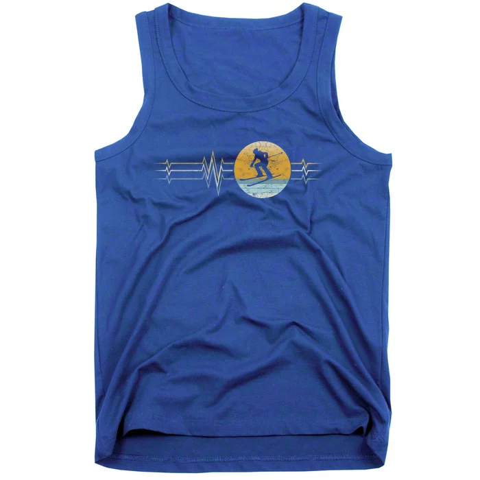 Retro Heartbeat Skiing Sport Lifeline Vintage Ski Gift Cool Gift Tank Top