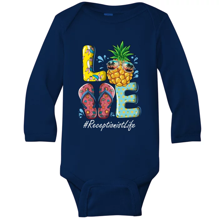 Receptionist Hello Summer Happy Last Day School Gift Baby Long Sleeve Bodysuit