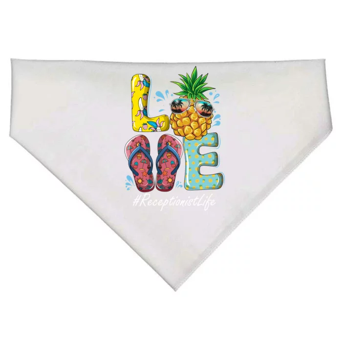 Receptionist Hello Summer Happy Last Day School Gift USA-Made Doggie Bandana