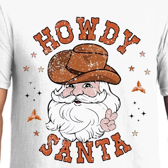 Retro Howdy Santa Cowboy Cowgirl Western Howdy Christmas Pajama Set