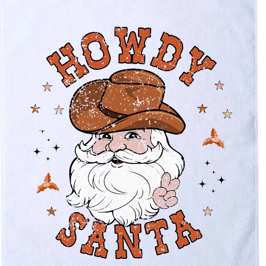 Retro Howdy Santa Cowboy Cowgirl Western Howdy Christmas Platinum Collection Golf Towel